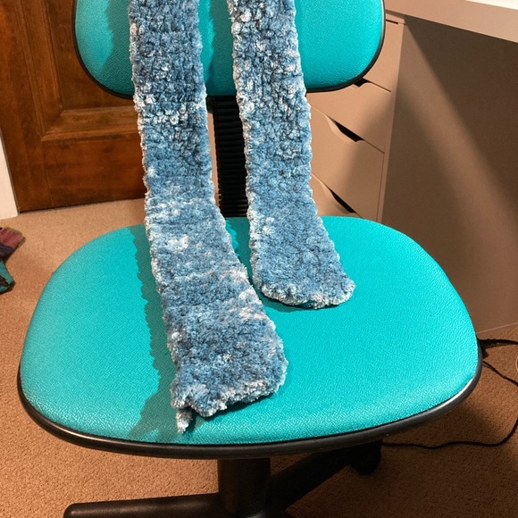 Handmade crocheted blue fuzzy scarf - Picture 3 of 4